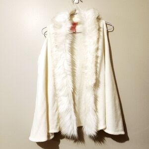 *3 for $30* Vintage Cream Faux Fur Trim Vest Cardigan